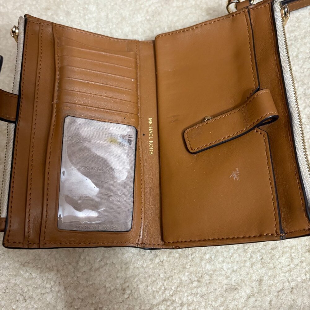 Michael Kors Jet Set Travel Large Wristlet Wallet – Brown MK Logo - Picture 9 of 16